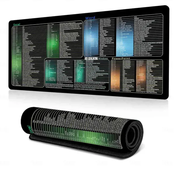 Excel Cheat Sheet Desk Mat, XL Mouse Pad with Shortcuts, 31.5"x11.8" or 35.4"x15.7", Desk Protector, Non-Slip, Waterproof, Office Work & Gaming, Productivity Gift for Professionals & Students