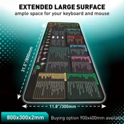 Excel Cheat Sheet Desk Mat, XL Mouse Pad with Shortcuts, 31.5