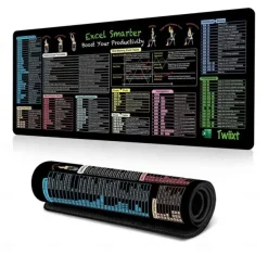 Excel Cheat Sheet Desk Mat, XL Mouse Pad with Shortcuts, 31.5