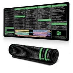 Excel Cheat Sheet Desk Mat, XL Mouse Pad with Shortcuts, 31.5
