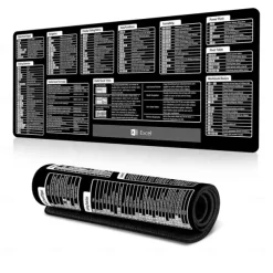 Excel Cheat Sheet Desk Mat, XL Mouse Pad with Shortcuts, 31.5