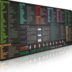 Excel Cheat Sheet Desk Mat, XL Mouse Pad with Shortcuts, 31.5