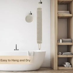 Exfoliating Back Scrubber & Exfoliating Sponge Pad Set for Shower, Bath Shower Scrubber for Men and Women, Luffa Scrubber to Deep Clean Relax Your Body (33 inch & 3.8 inch)