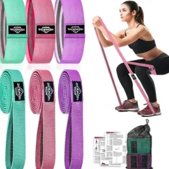 Fabric Resistance Bands for Working Out, 6Pack Non-Slip Exercise Bands for Women and Men, Fabric Booty Bands for Home, Fitness, Pilates, Stretching