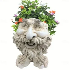 Face Planters, Muggle Head Planter Face Flower Pot Resin Garden Sculpture For Indoor Outdoor Plants, Unique Garden Pot Patio Decor