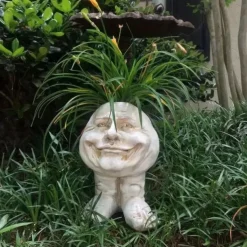 Face Planters, Muggle Head Planter Face Flower Pot Resin Garden Sculpture For Indoor Outdoor Plants, Unique Garden Pot Patio Decor