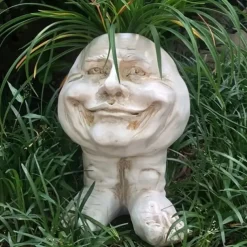 Face Planters, Muggle Head Planter Face Flower Pot Resin Garden Sculpture For Indoor Outdoor Plants, Unique Garden Pot Patio Decor