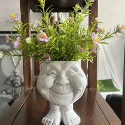 Face Planters, Muggle Head Planter Face Flower Pot Resin Garden Sculpture For Indoor Outdoor Plants, Unique Garden Pot Patio Decor
