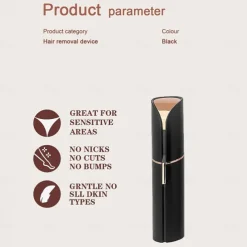 Facial Hair Removal For Women Painless Hair Remover, Waterproof Shaver Razor Hair Remover With LED Light For Face Bikini Peach Fuzz Upper Mustache Lip Chin (Matte Black)