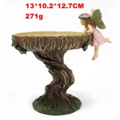 Fairy Garden Statue Bird Feeder Fairy Figurine Resin Sculpture for Courtyard Yard Outdoor Home Crafts, Bird Feeders for Outside Garden Sculptures Statues Figurine Decorations Bird Feeder Gift
