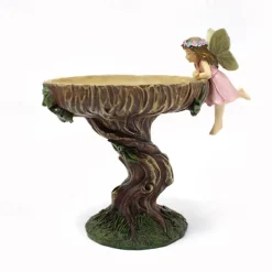 Fairy Garden Statue Bird Feeder Fairy Figurine Resin Sculpture for Courtyard Yard Outdoor Home Crafts, Bird Feeders for Outside Garden Sculptures Statues Figurine Decorations Bird Feeder Gift