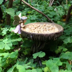 Fairy Garden Statue Bird Feeder Fairy Figurine Resin Sculpture for Courtyard Yard Outdoor Home Crafts, Bird Feeders for Outside Garden Sculptures Statues Figurine Decorations Bird Feeder Gift