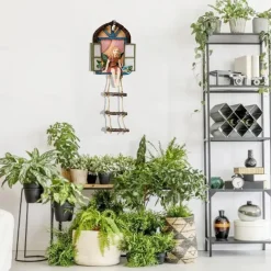 Fairy House Tree Hanging Figurine Window Sitting Fairy Ladder Resin Craft Statue Outdoor Ornament For Home Garden Yard Art Decor