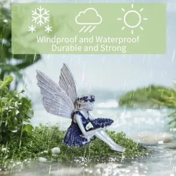 Fairy Statue,Fairy Angel Crafts, Resin Garden Sculpture Butterfly Wings Flower Elf Outdoor Decoration, For Home Decor Patio Lawn