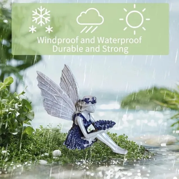 Fairy Statue,Fairy Angel Crafts, Resin Garden Sculpture Butterfly Wings Flower Elf Outdoor Decoration, For Home Decor Patio Lawn