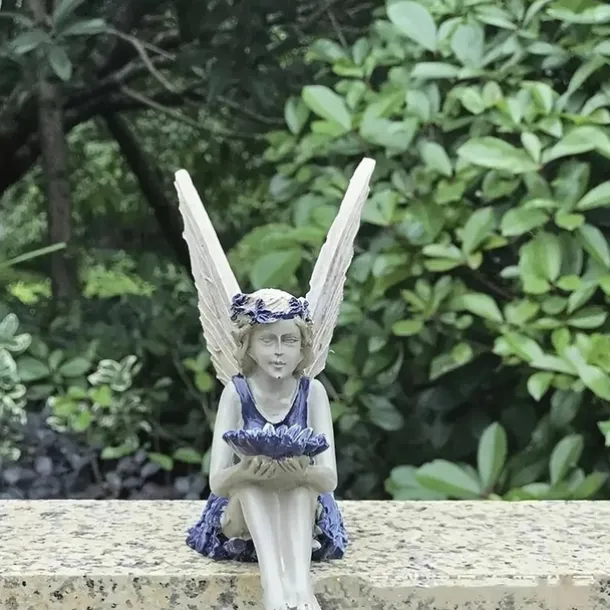 Fairy Statue,Fairy Angel Crafts, Resin Garden Sculpture Butterfly Wings Flower Elf Outdoor Decoration, For Home Decor Patio Lawn