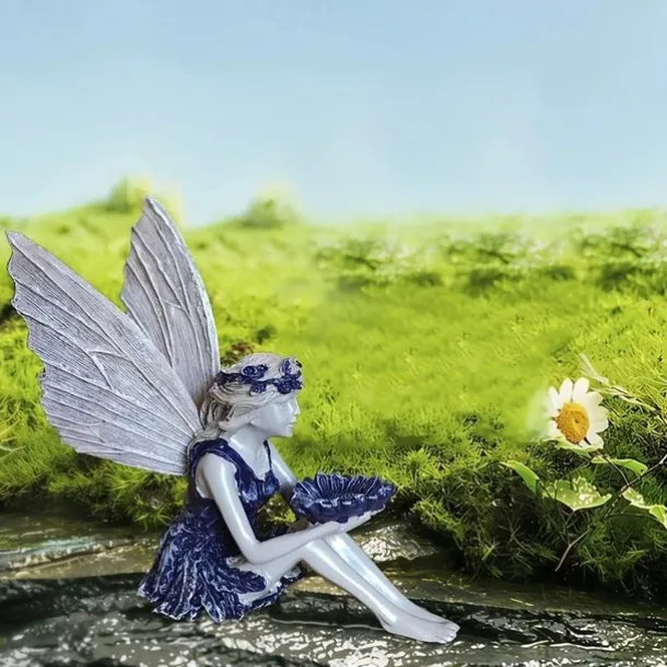 Fairy Statue,Fairy Angel Crafts, Resin Garden Sculpture Butterfly Wings Flower Elf Outdoor Decoration, For Home Decor Patio Lawn