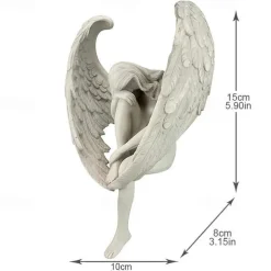 Fairy Statue,Sorrow Angel Statue Crafts, Pure White Love Angle With Wings Sculpture Ornaments, For Home Decor Bedroom Office Garden Tabletop