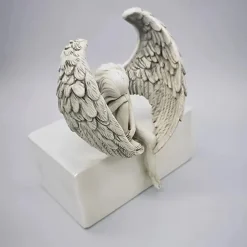 Fairy Statue,Sorrow Angel Statue Crafts, Pure White Love Angle With Wings Sculpture Ornaments, For Home Decor Bedroom Office Garden Tabletop