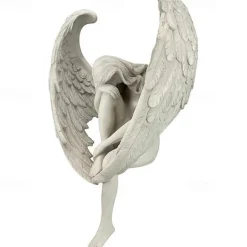 Fairy Statue,Sorrow Angel Statue Crafts, Pure White Love Angle With Wings Sculpture Ornaments, For Home Decor Bedroom Office Garden Tabletop