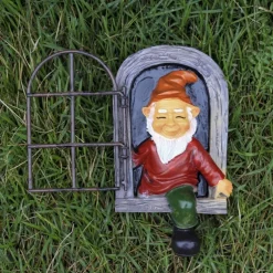 Fairy Tale Playful Goblin Garden Resin Decoration Statue Decoration, Garden Weatherproof Garden Statue, Tree Window Resin Garden Statuette Garden Decoration