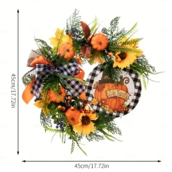 Fall Wreath Thanksgiving Wreath for Front Door Simple Fall Sign for Halloween Thanksgiving Outdoor Decor Hanging Ornaments