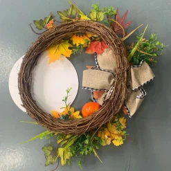 Fall Wreath Thanksgiving Wreath for Front Door Simple Fall Sign for Halloween Thanksgiving Outdoor Decor Hanging Ornaments