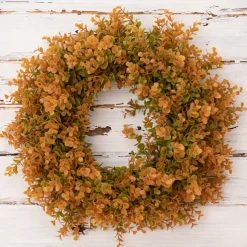 Fall Wreath with Artificial Eucalyptus and Flowers - Faux Green Leaves Wreath for Front Door, Wall, Festival Celebration, Fireplace, Window, Party Decor