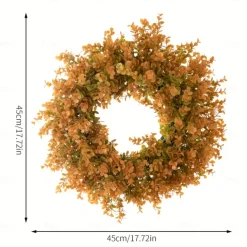 Fall Wreath with Artificial Eucalyptus and Flowers - Faux Green Leaves Wreath for Front Door, Wall, Festival Celebration, Fireplace, Window, Party Decor