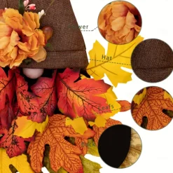 Fall Wreath Wreath Hat Faux Maple Wood Beads For Front Door Christmas Decoration