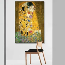 Famous Gustav Klimt Wall Art Canvas The Kiss Adele Bloch Bauer Prints and Posters Pictures Decorative Fabric Painting For Living Room Pictures No Frame