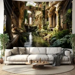Fantasy Broken Castles Hanging Tapestry Wall Art Large Tapestry Mural Decor Photograph Backdrop Blanket Curtain Home Bedroom Living Room Decoration
