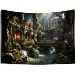 Fantasy Broken Castles Hanging Tapestry Wall Art Large Tapestry Mural Decor Photograph Backdrop Blanket Curtain Home Bedroom Living Room Decoration