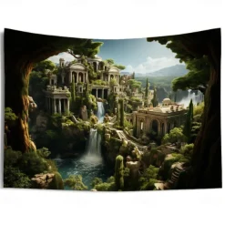 Fantasy Broken Castles Hanging Tapestry Wall Art Large Tapestry Mural Decor Photograph Backdrop Blanket Curtain Home Bedroom Living Room Decoration