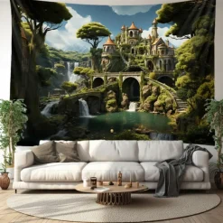 Fantasy Broken Castles Hanging Tapestry Wall Art Large Tapestry Mural Decor Photograph Backdrop Blanket Curtain Home Bedroom Living Room Decoration