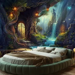 Fantasy Dream Tree House Hanging Tapestry Wall Art Large Tapestry Mural Decor Photograph Backdrop Blanket Curtain Home Bedroom Living Room Decoration