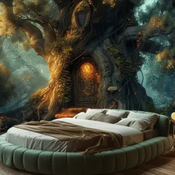 Fantasy Dream Tree House Hanging Tapestry Wall Art Large Tapestry Mural Decor Photograph Backdrop Blanket Curtain Home Bedroom Living Room Decoration