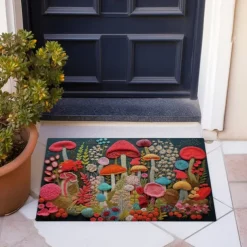 Fantasy Mushroom Doormat Floor Mats Washable Rugs Kitchen Mat Quilting Art Non-Slip Oil Proof Rug Indoor Outdoor Mat Bedroom Decor Bathroom Mat Entrance Rug