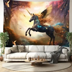 Fantasy Unicorn Hanging Tapestry Wall Art Large Tapestry Mural Decor Photograph Backdrop Blanket Curtain Home Bedroom Living Room Decoration