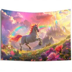 Fantasy Unicorn Hanging Tapestry Wall Art Large Tapestry Mural Decor Photograph Backdrop Blanket Curtain Home Bedroom Living Room Decoration