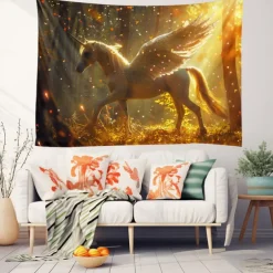 Fantasy Unicorn Hanging Tapestry Wall Art Large Tapestry Mural Decor Photograph Backdrop Blanket Curtain Home Bedroom Living Room Decoration