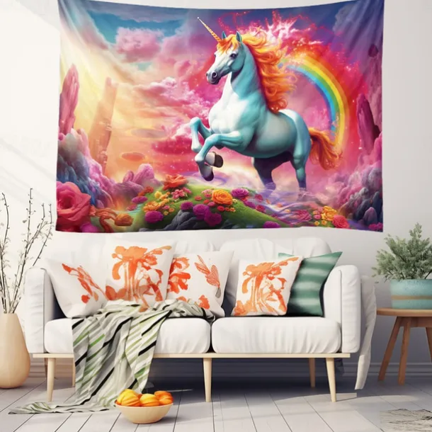 Fantasy Unicorn Hanging Tapestry Wall Art Large Tapestry Mural Decor Photograph Backdrop Blanket Curtain Home Bedroom Living Room Decoration