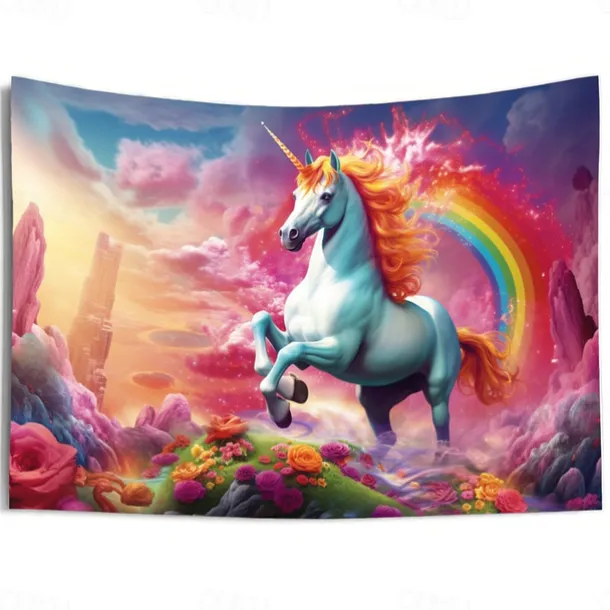 Fantasy Unicorn Hanging Tapestry Wall Art Large Tapestry Mural Decor Photograph Backdrop Blanket Curtain Home Bedroom Living Room Decoration