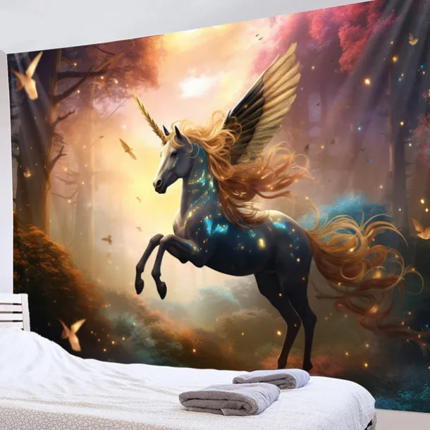 Fantasy Unicorn Hanging Tapestry Wall Art Large Tapestry Mural Decor Photograph Backdrop Blanket Curtain Home Bedroom Living Room Decoration