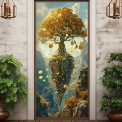 Fantasy Waterfall Cascading Door Door Covers Door Tapestry Door Curtain Decoration Backdrop Door Banner for Front Door Farmhouse Holiday Party Decor Supplies