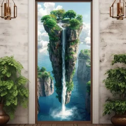 Fantasy Waterfall Cascading Door Door Covers Door Tapestry Door Curtain Decoration Backdrop Door Banner for Front Door Farmhouse Holiday Party Decor Supplies