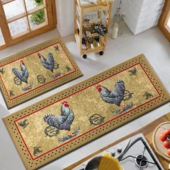 Farmhouse Chicken Area Rug Kitchen Mat Non-Slip Oil Proof Floor Mat Livingroom Rug Indoor Outdoor Mat Bedroom Decor Bathroom Mat Entrance Rug Door Mat