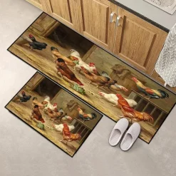 Farmhouse Chicken Area Rug Kitchen Mat Non-Slip Oil Proof Floor Mat Livingroom Rug Indoor Outdoor Mat Bedroom Decor Bathroom Mat Entrance Rug Door Mat