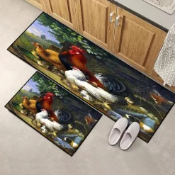 Farmhouse Chicken Area Rug Kitchen Mat Non-Slip Oil Proof Floor Mat Livingroom Rug Indoor Outdoor Mat Bedroom Decor Bathroom Mat Entrance Rug Door Mat
