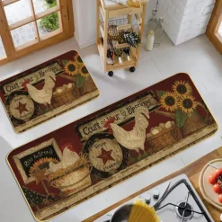 Farmhouse Chicken Area Rug Kitchen Mat Non-Slip Oil Proof Floor Mat Livingroom Rug Indoor Outdoor Mat Bedroom Decor Bathroom Mat Entrance Rug Door Mat